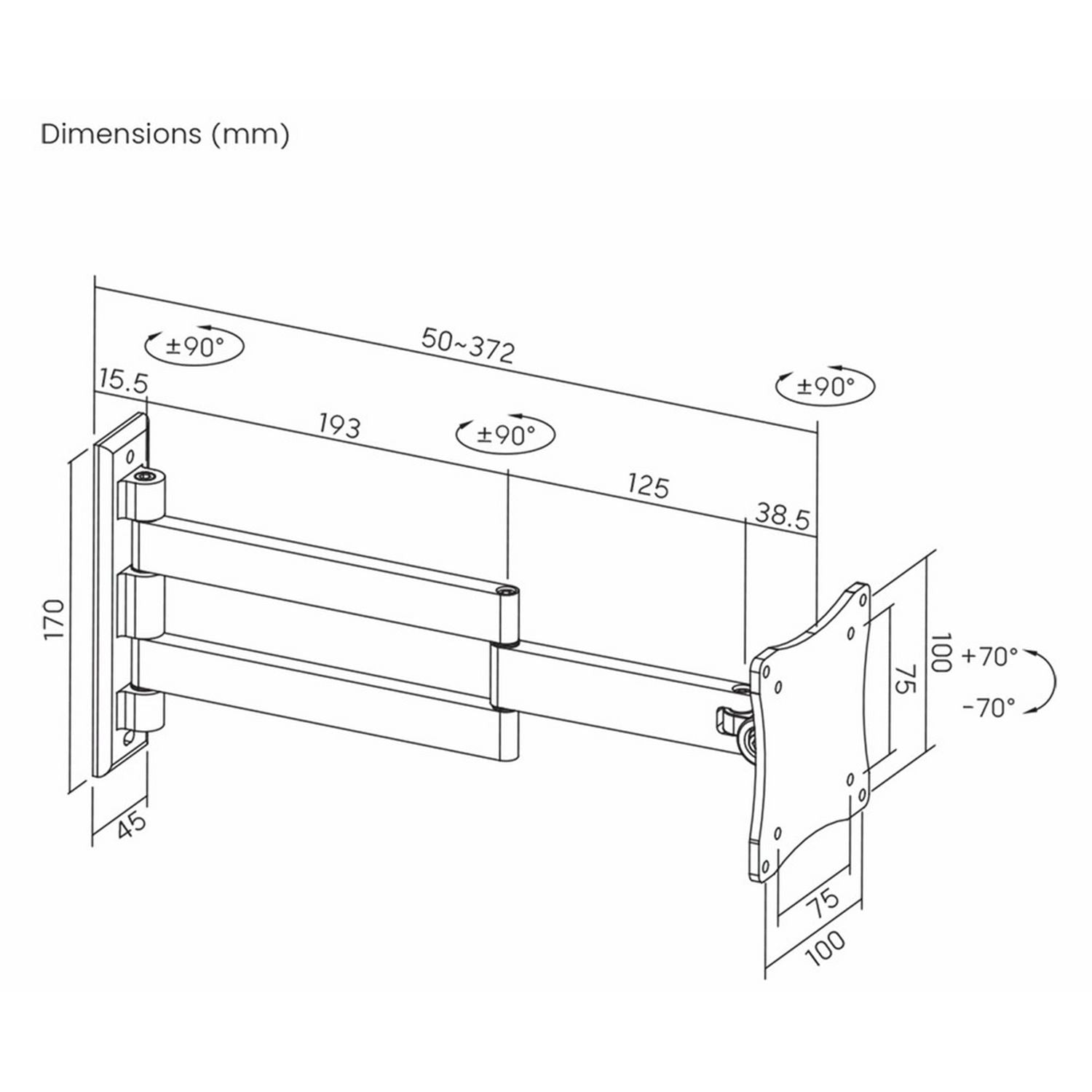 ProperAV TV wall bracket tilt and swivel 13-28 inch - British product