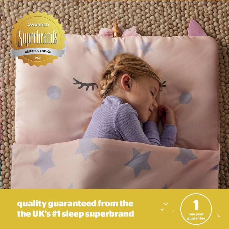 Silentnight kids unicorn sleepover bag 400gsm, UK version