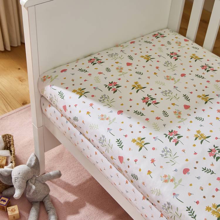 Habitat cotton floral fitted sheets twin pack for Moses basket, UK version