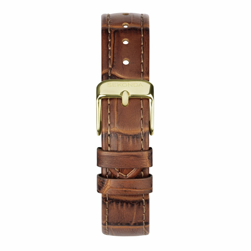 Sekonda watch white dial brown leather strap, UK version