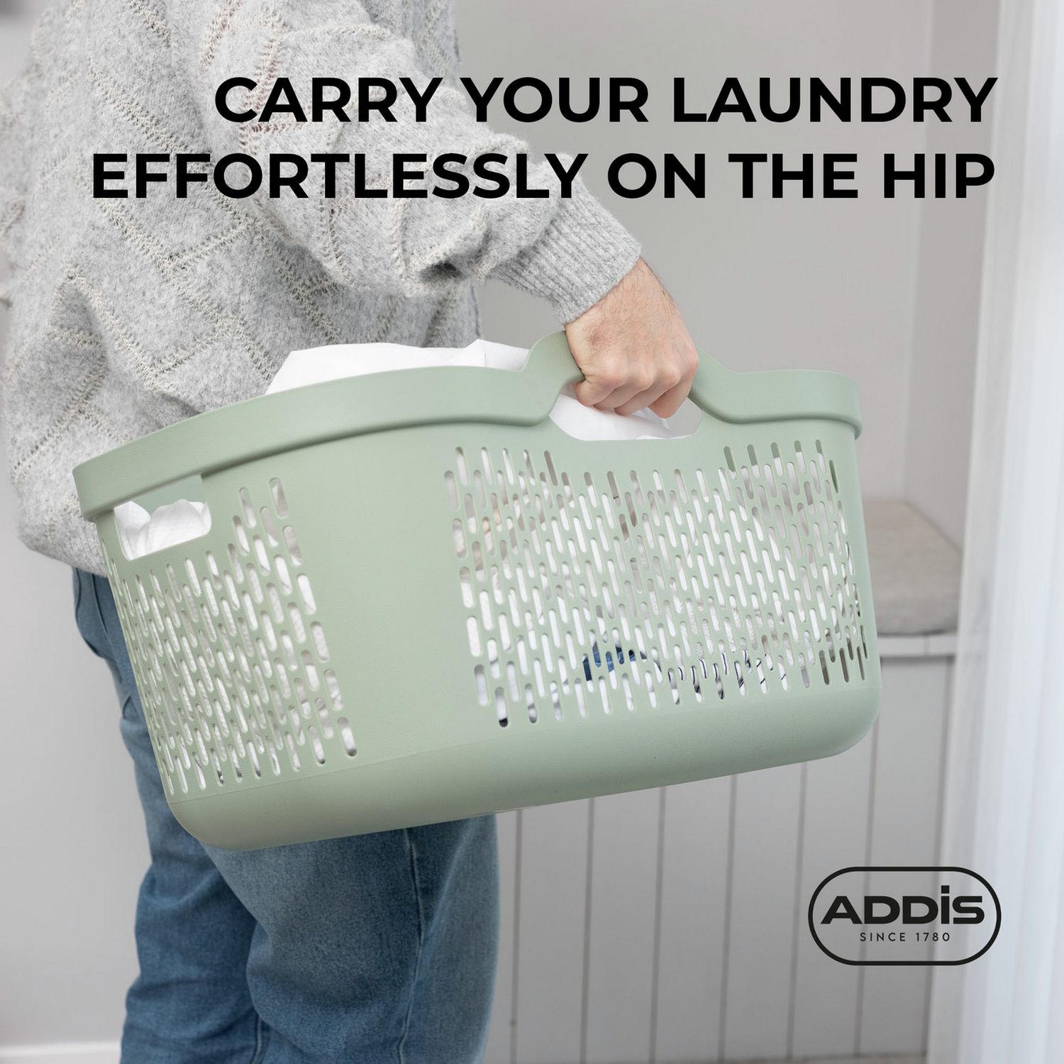 Addis laundry basket sage green 45L (British brand)
