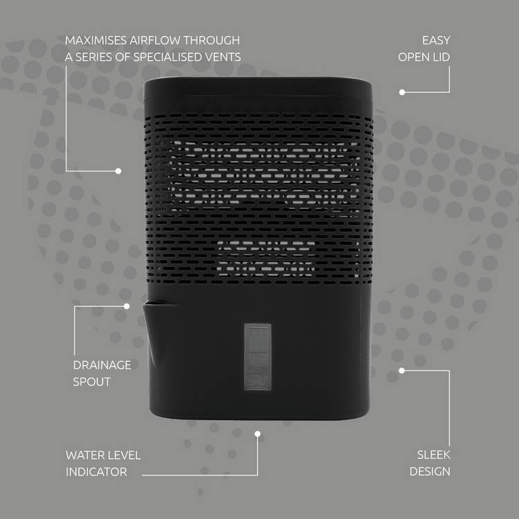 AirOne Classic Dehumidifier in black with 1 litre tank (British brand)