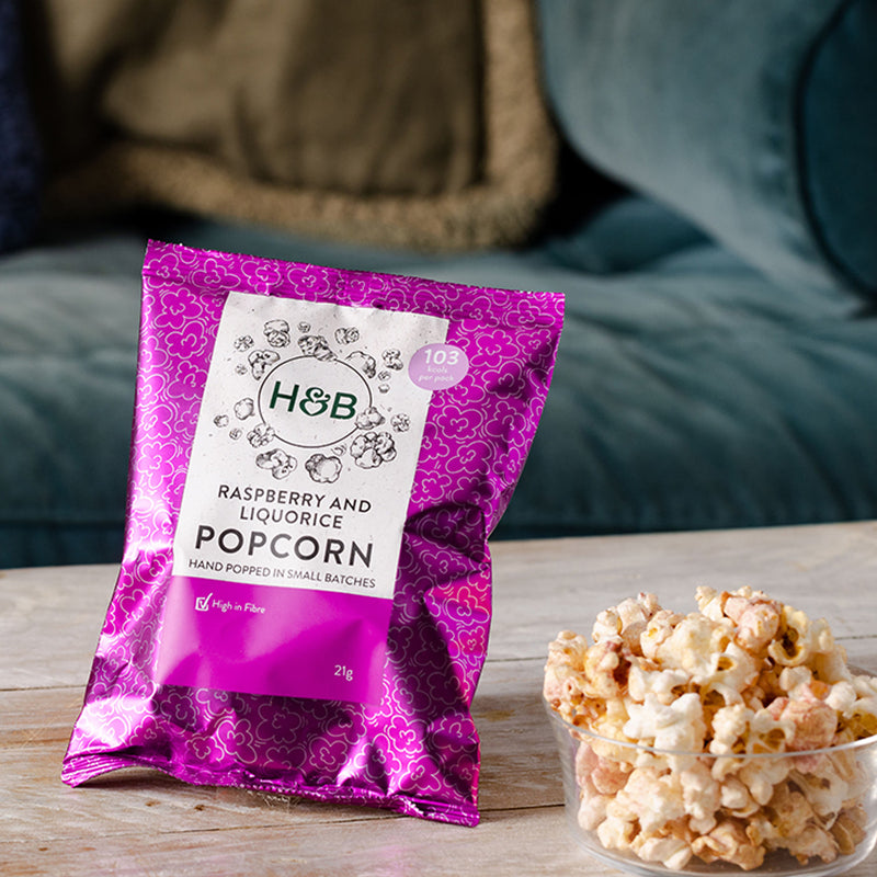 Holland & Barrett Raspberry & Liquorice Popcorn 21g, UK version