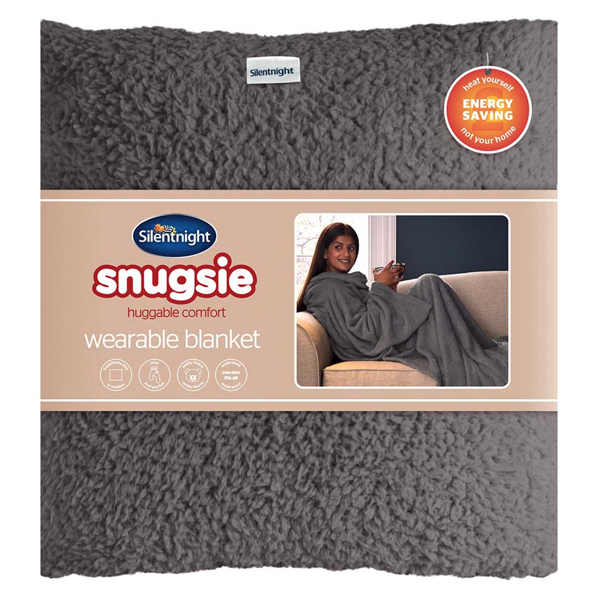 Silentnight Snugsie Wearable Blanket Charcoal GOODS Boots   