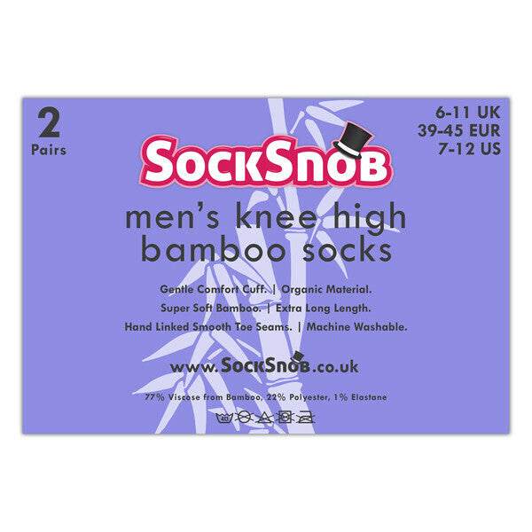 Sock Snob 2 Pairs Mens Knee High Bamboo Socks 6-11 UK GOODS Superdrug   