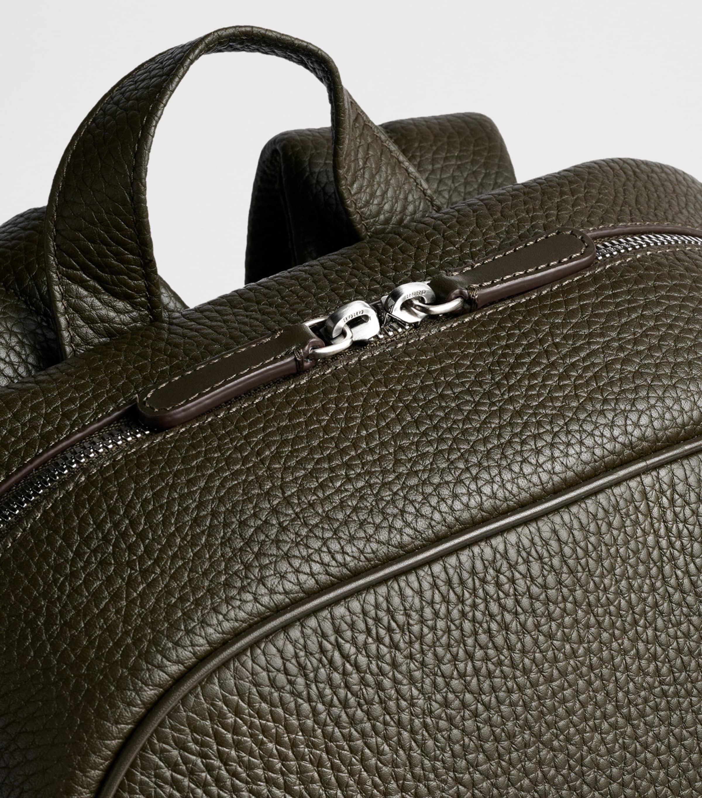 Carl Friedrik Ayrton grained leather backpack (British brand)