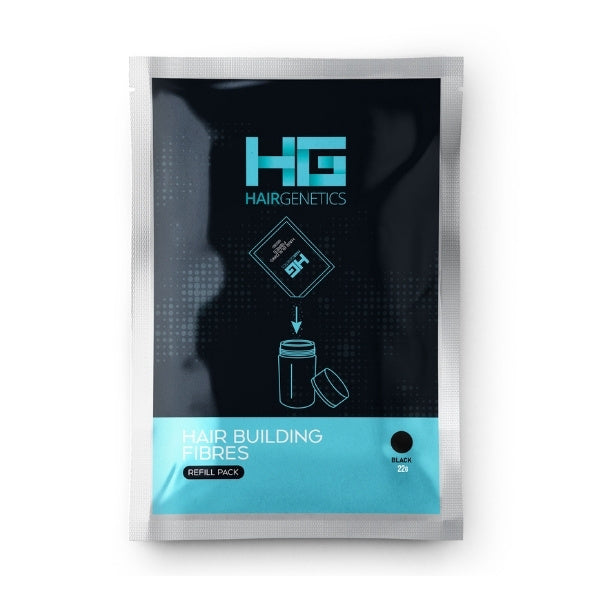 Hair Genetics hair building fibres refill pack black 22g (British brand)