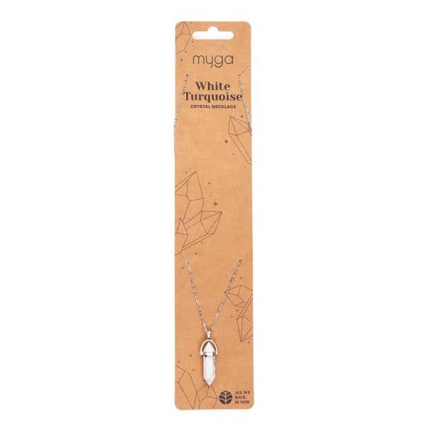 Myga necklace white turquoise pendant 45cm chain, UK version