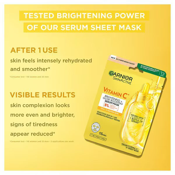 Garnier Vitamin C Brightening Glow Boosting Sheet Mask, UK version