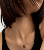 Monica Vinader gold vermeil heart pendant with tiger's eye, imported from the UK