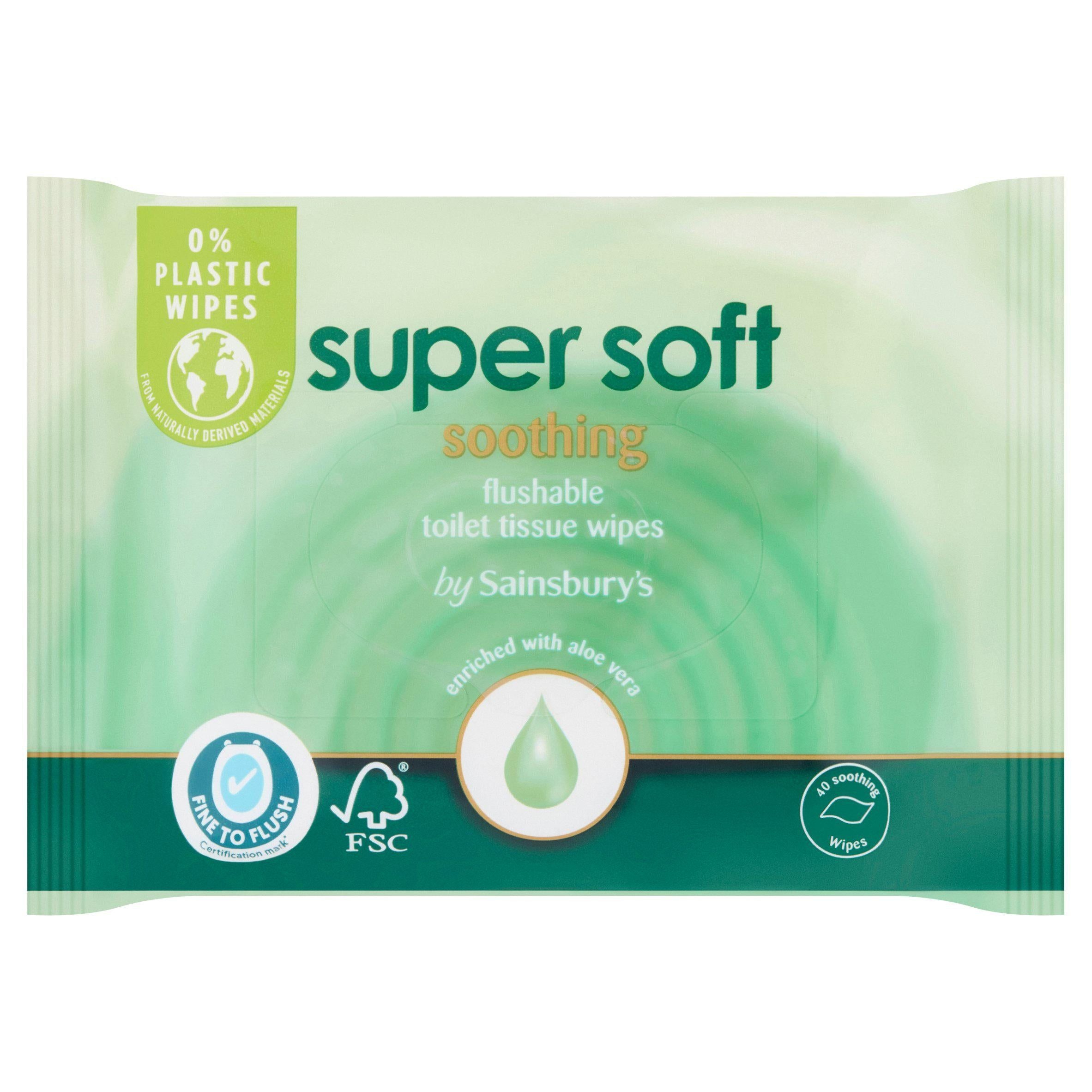 Sainsbury’s Super Soft Flushable Moist Toilet Tissue, Soothing 40 wipes GOODS Sainsburys   