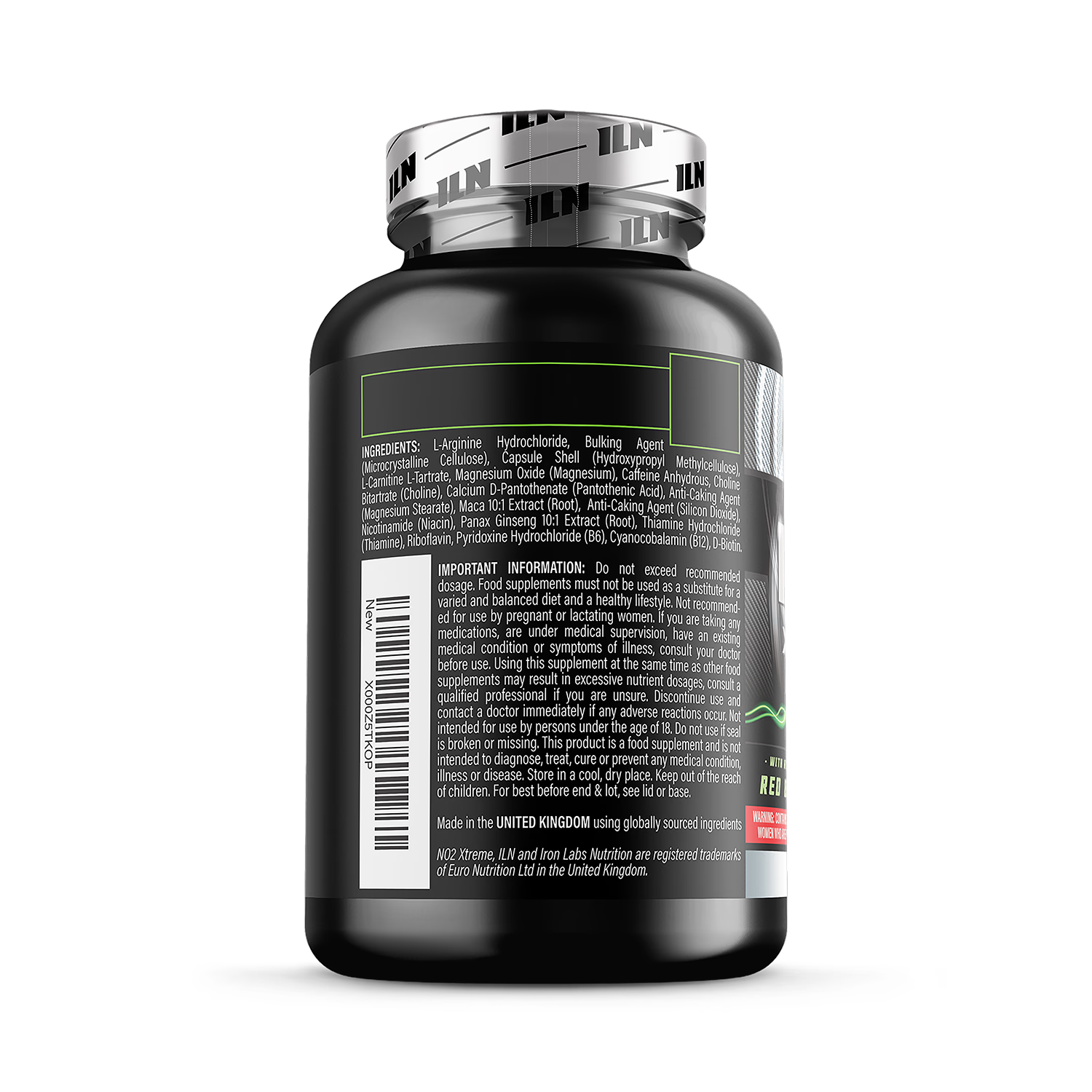 NO2 Xtreme nitric oxide booster pre workout 120 capsules - British product