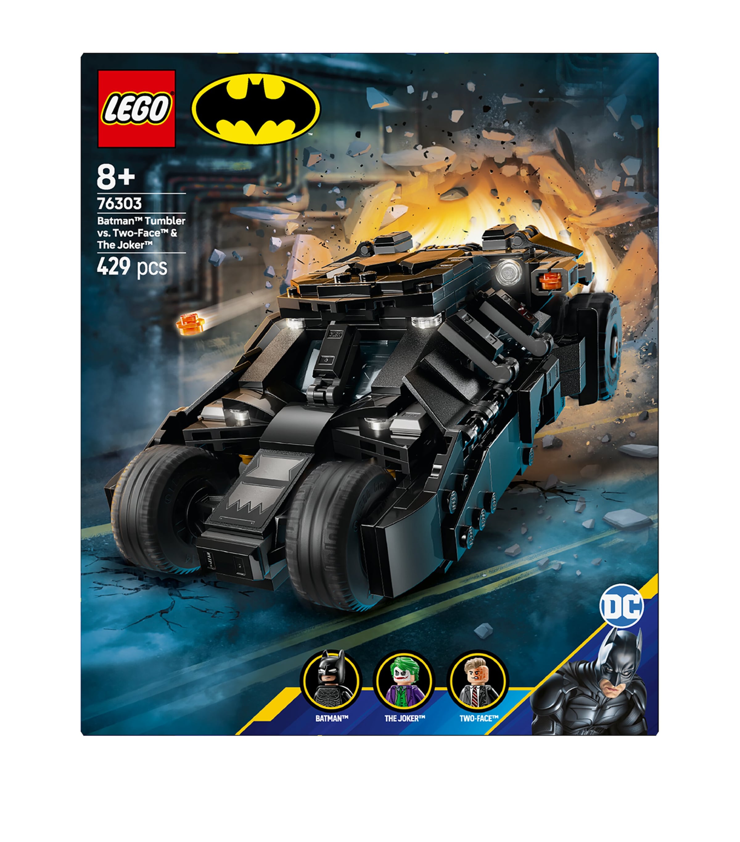 Lego DC Batman Tumbler vs Two-Face and The Joker building set, UK version
