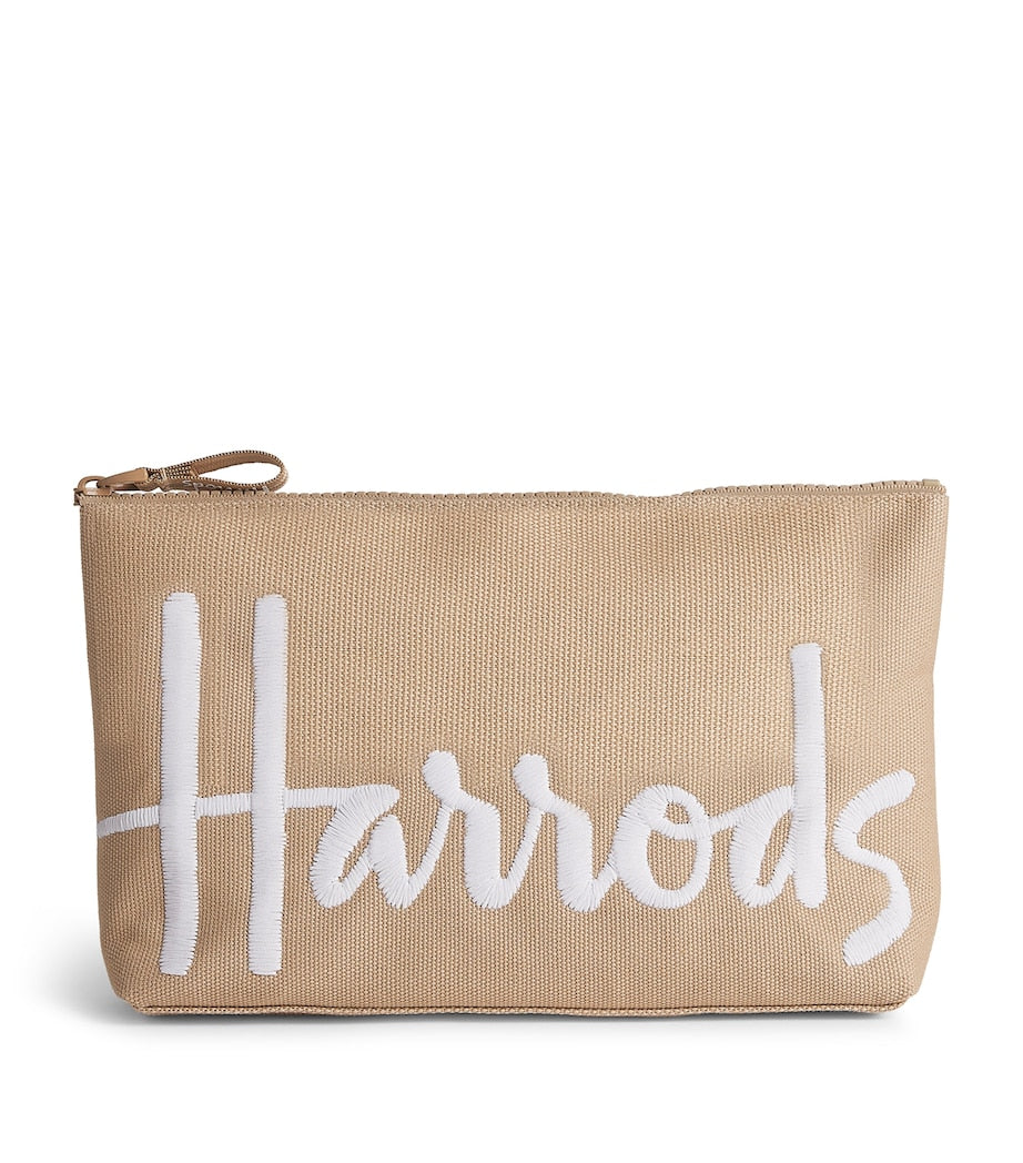 Harrods small cotton logo cosmetic bag, imported from the UK