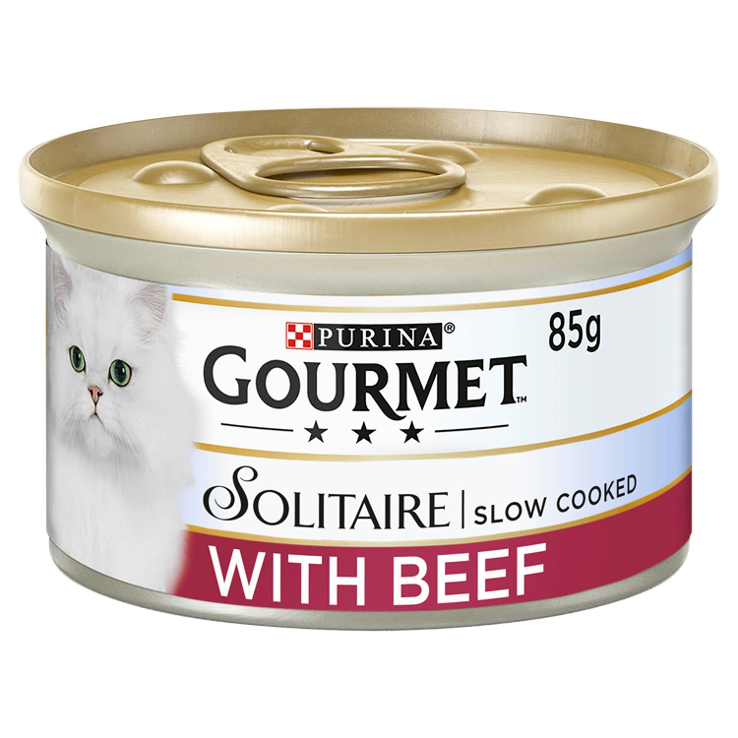 Gourmet Solitaire Tinned Cat Food With Beef 85g Cat cans & tins Sainsburys   