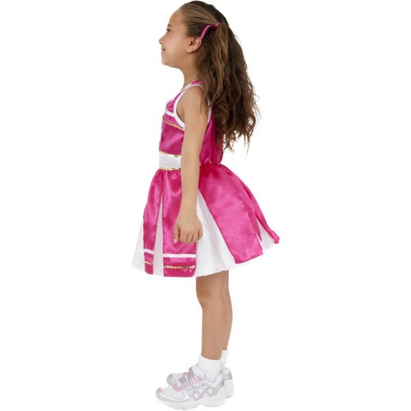 Smiffys children's pink cheerleader costume with pom poms, UK version