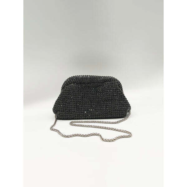 SVNX crystal pouch clutch bag in black, imported from the UK