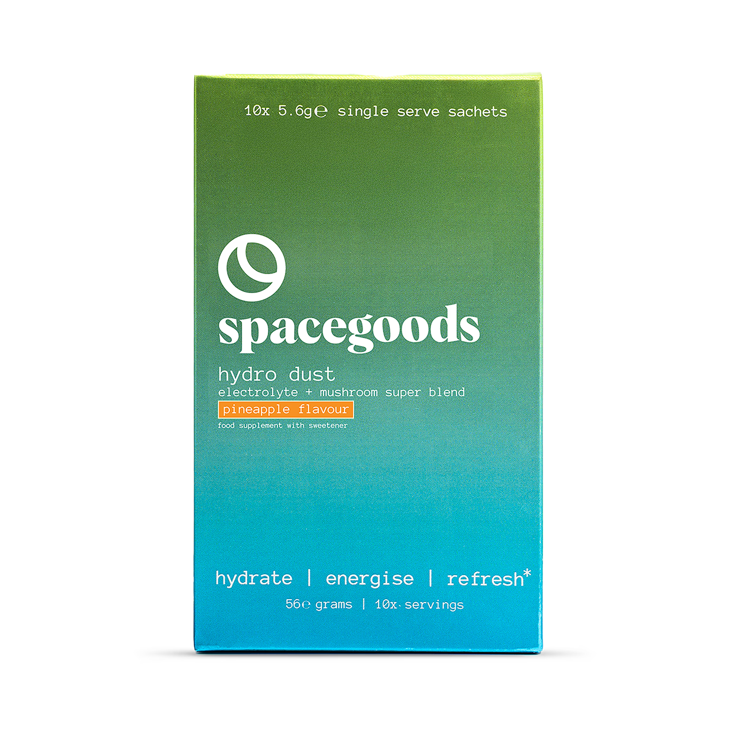 Spacegoods Hydro Dust pineapple electrolyte sachets 10 pack - British product