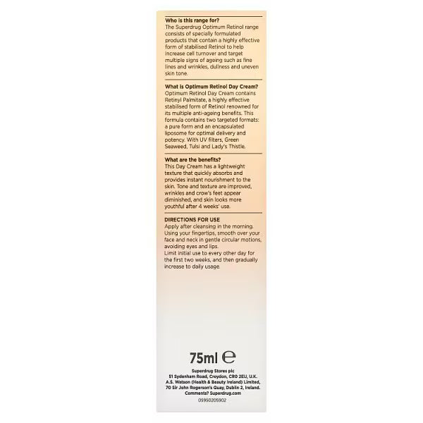 Optimum Retinol Day Cream 75ml, imported from the UK