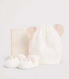 Story Loris baby socks and hat set with dog ear appliqués (British brand)