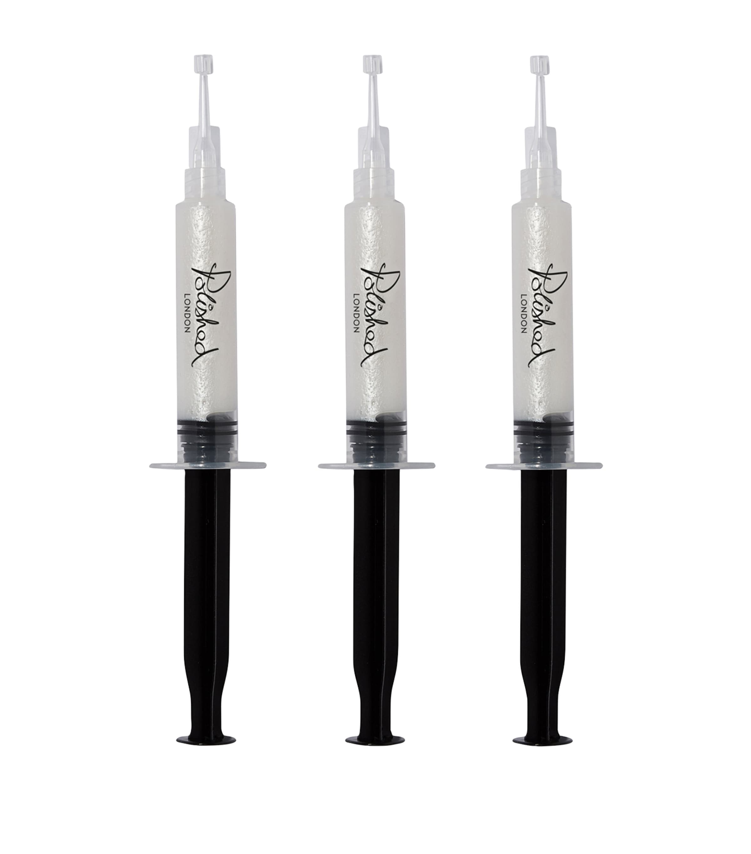 Polished London teeth whitening gel refill set with Vitamin E and PAP PRO, 3 x 5ml syringes, imported from the UK