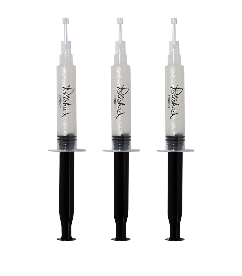 Polished London teeth whitening gel refill set with Vitamin E and PAP PRO, 3 x 5ml syringes, imported from the UK