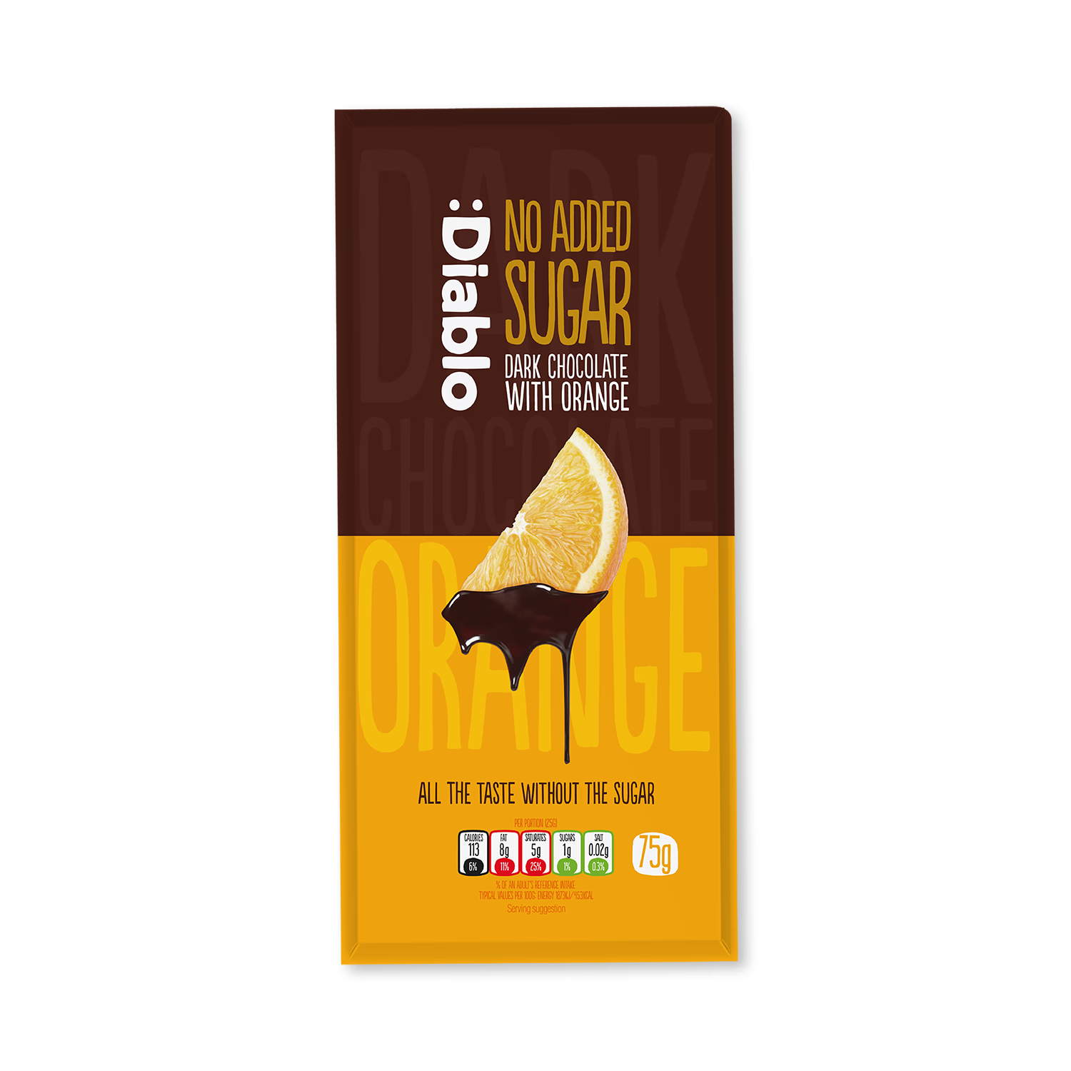 Diablo dark chocolate bar orange 75g, UK version