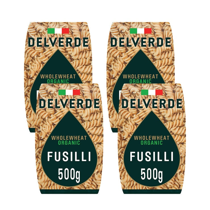 Delverde Wholewheat Organic Fusilli 4 x 500g