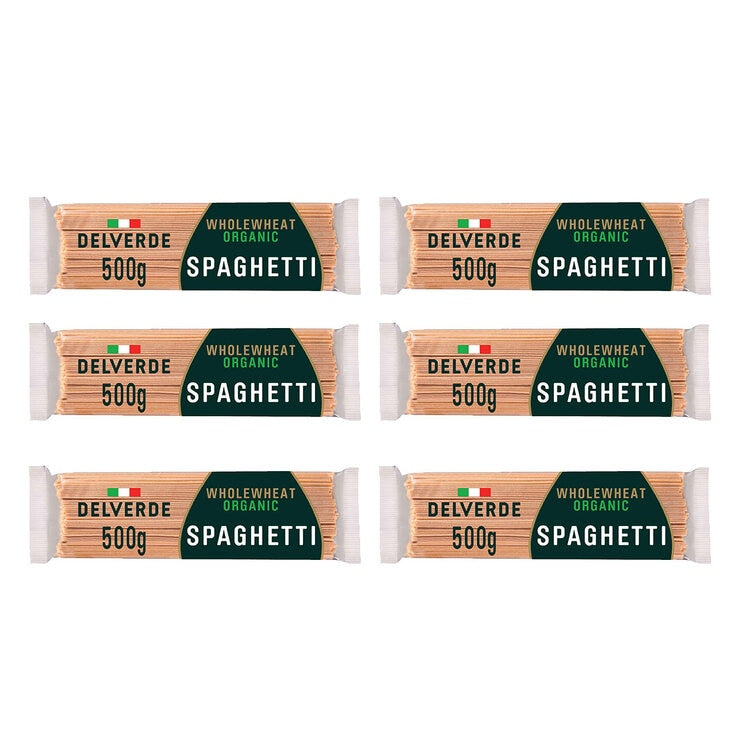 Delverde Wholewheat Organic Spaghetti 6 x 500g