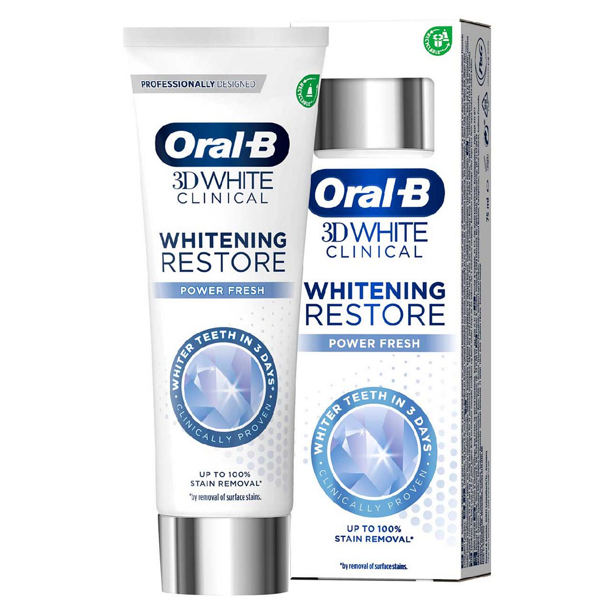 Oral-B 3D White Clinical Restore Power Fresh 75ml GOODS Boots   