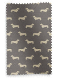 Emily Bond grey Peggy dachshund print curtains (British brand)