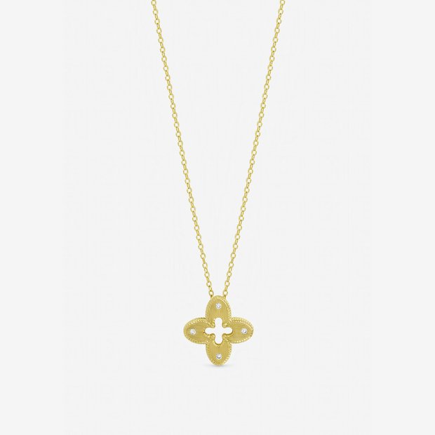 Jon Richard gold plated crystal clover pendant - British product