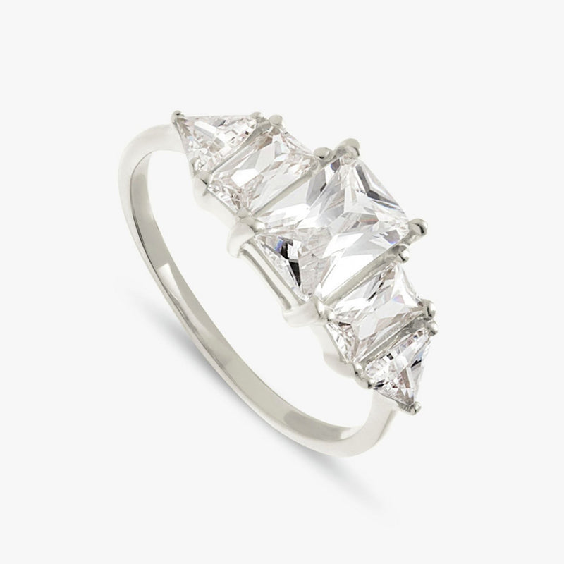 Revere Sterling Silver Cubic Zirconia Trillion Ring - Medium