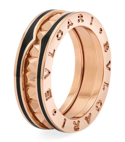 Harrods Bvlgari B.zero1 Rock One-Band Rose Gold and Black Ceramic Ring- Buy online at McGrocer