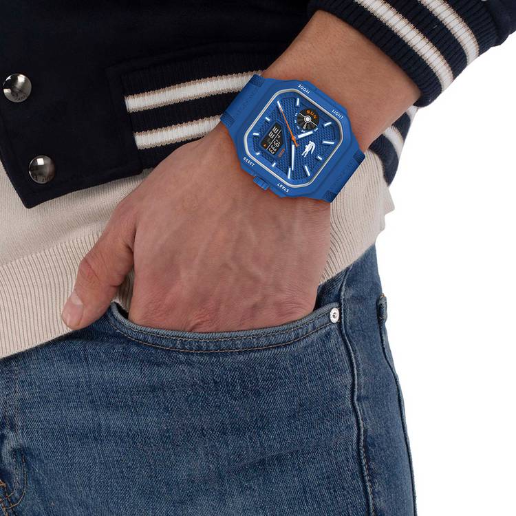 Lacoste watch octagonal dial blue silicone strap, imported from the UK