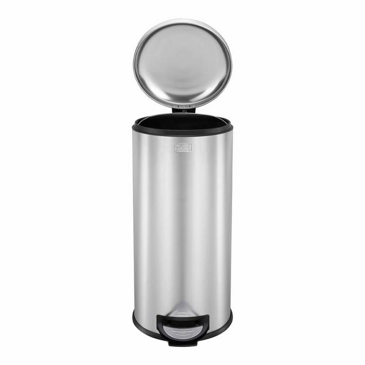 Black+Decker 30 litre stainless steel pedal bin, UK version