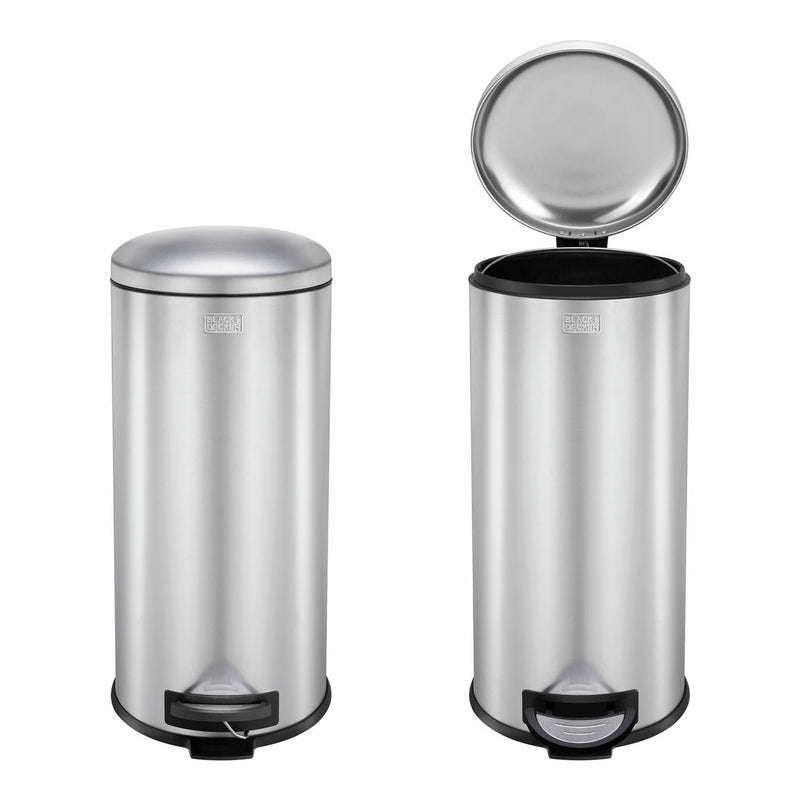 Black+Decker 30 litre stainless steel pedal bin, UK version