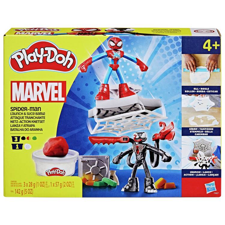 Play-Doh Spiderman Launch & Slide Battle playset with 4 tubs (British brand)