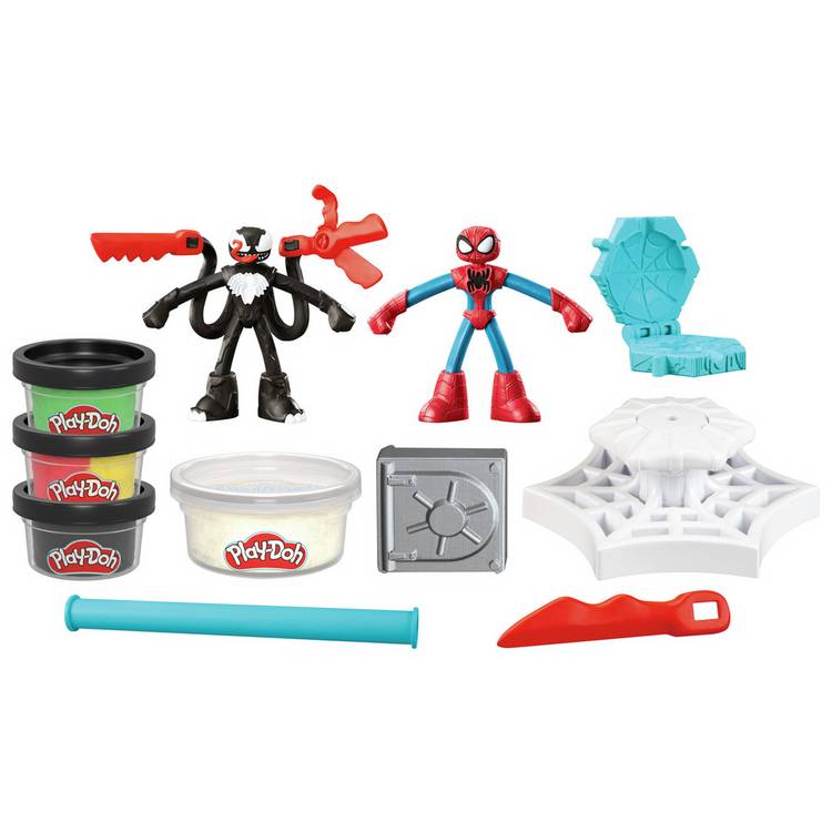 Play-Doh Spiderman Launch & Slide Battle playset with 4 tubs (British brand)