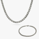 Revere men's stainless steel rope chain and bracelet set, UK version