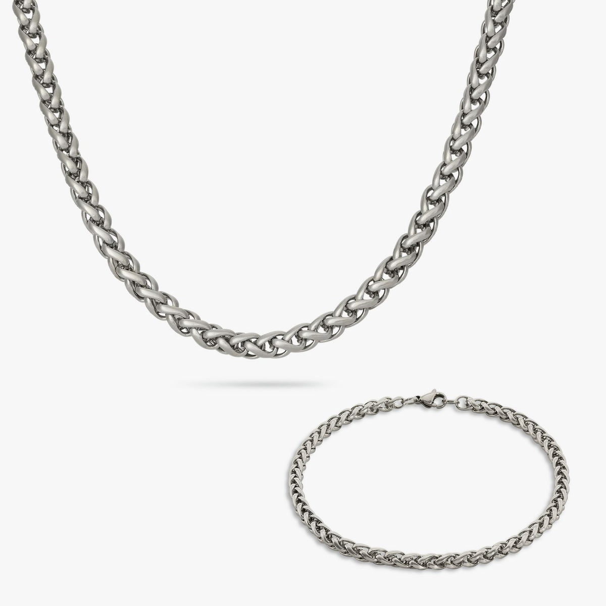 Revere men's stainless steel rope chain and bracelet set, UK version