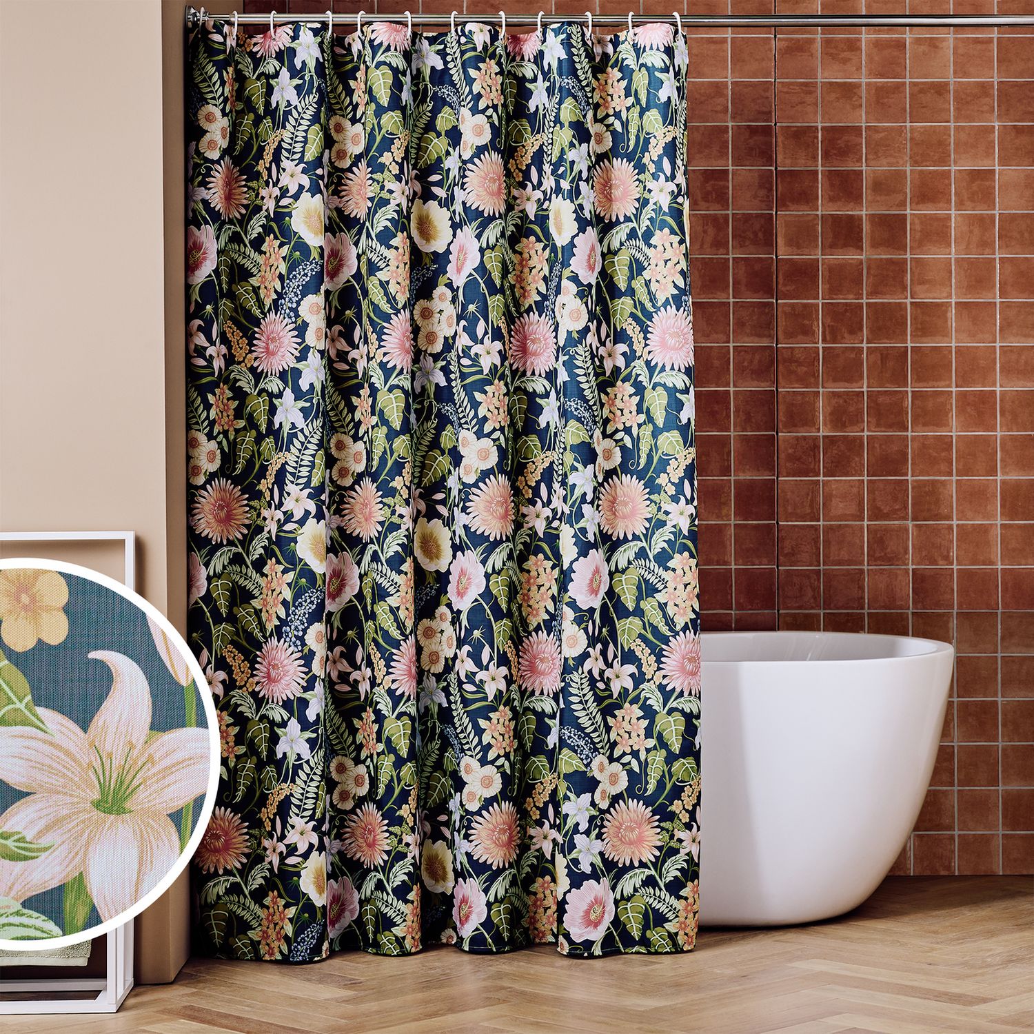 Argos Home Botanical Floral shower curtain 180x180cm - British product