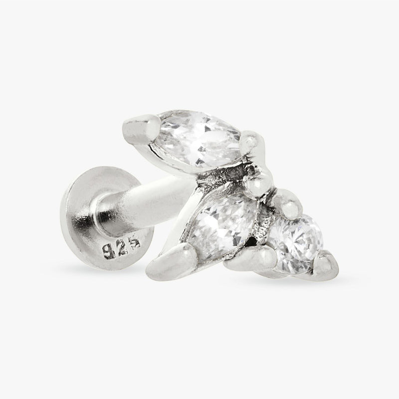 Revere sterling silver marquise flatback stud earring, imported from the UK
