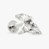 Revere sterling silver marquise flatback stud earring, imported from the UK