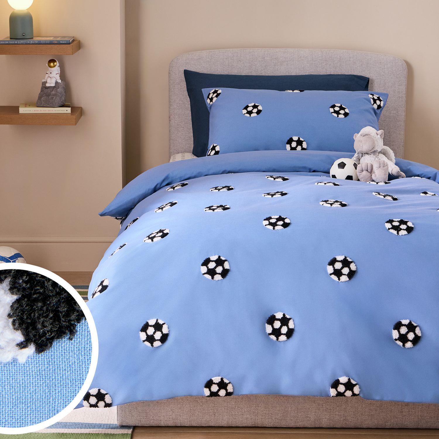 Argos Home Kids Tufted Football Blue Bedding Set - Double