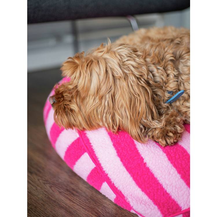 Rosewood Pet pink stripe sherpa pet bed medium, UK version
