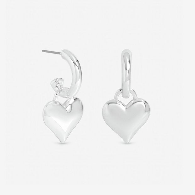 Lipsy Mood silver plated polished heart hoop earrings (British brand)