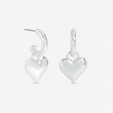 Lipsy Mood silver plated polished heart hoop earrings (British brand)