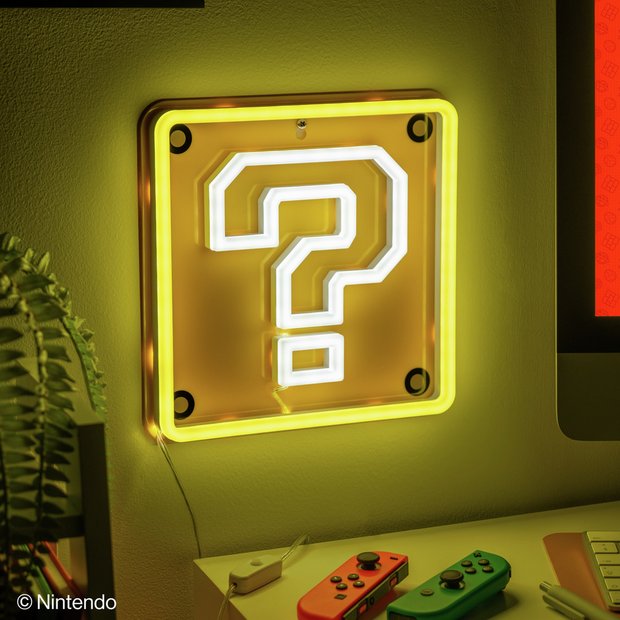 Super Mario Question Block neon light wall mountable, UK version