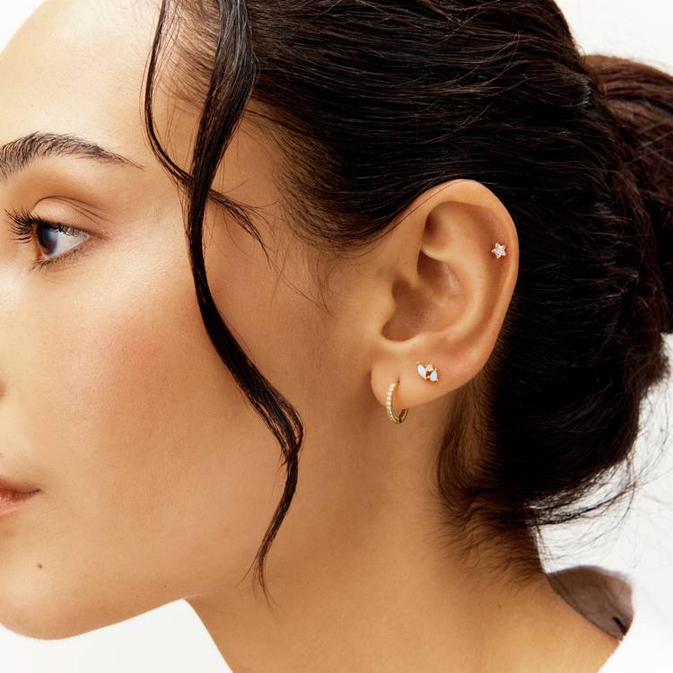 Revere gold star stud earring cubic zirconia - British product